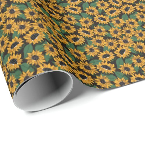 Yellow  Black Sunflowers Wrapping Paper