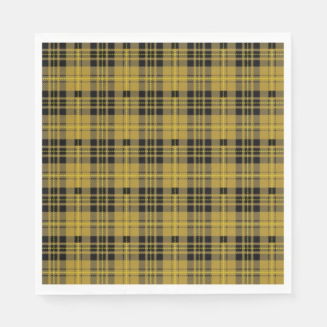 Yellow black tartan plaid lumberjack pattern napkins (Front)