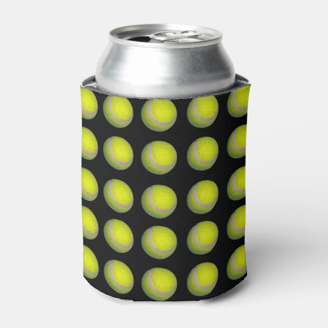 Yellow Black Tennis Ball Pattern, Can Cooler (Can Front)
