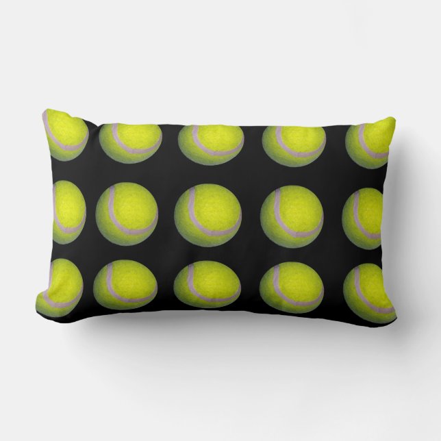 Yellow Black Tennis Ball Pattern, Lumbar Pillow (Front)