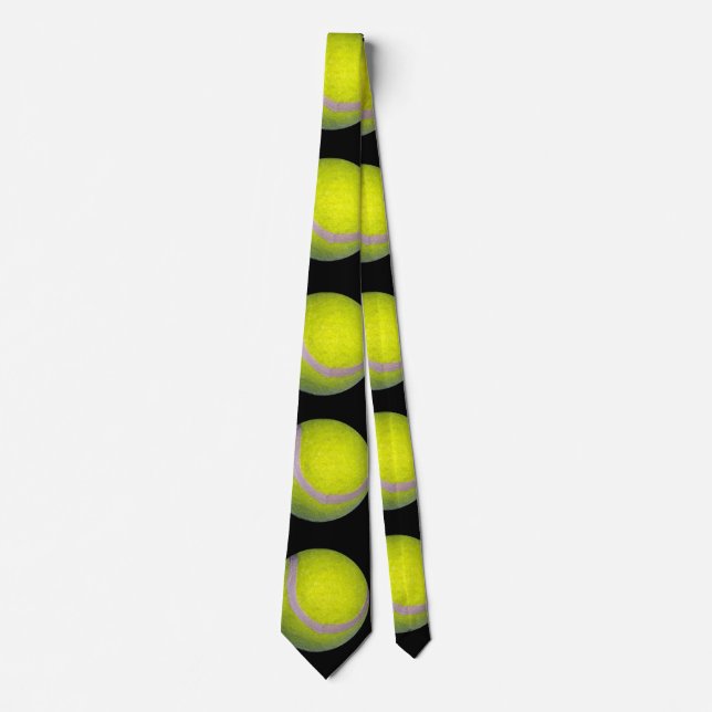 Yellow Black Tennis Ball Pattern, Neck Tie (Front)