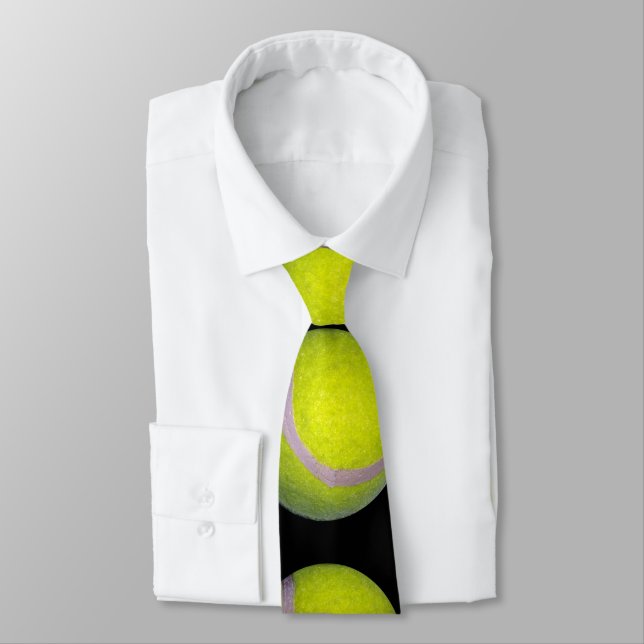 Yellow Black Tennis Ball Pattern, Neck Tie (Tied)