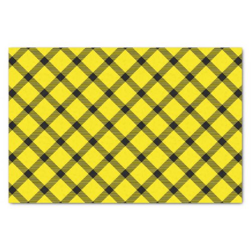 Yellow Black Traditional Tartan Pattern Plaid Tissue Paper