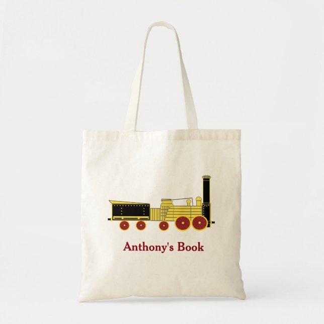 Yellow Black train kids named library Tote Bag (Front)