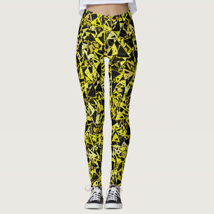 Yellow Black Triangle Pattern Leggings