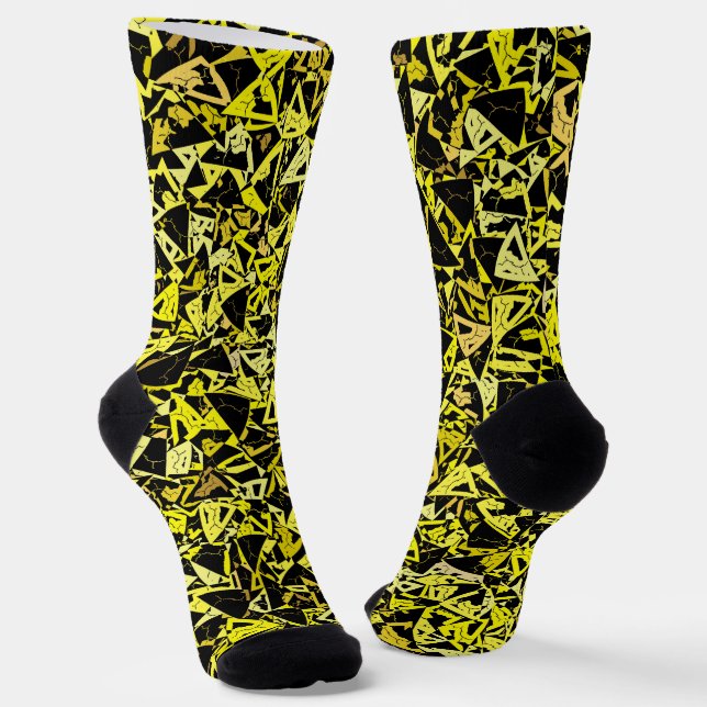 Yellow Black Triangle Pattern Socks (Angled)