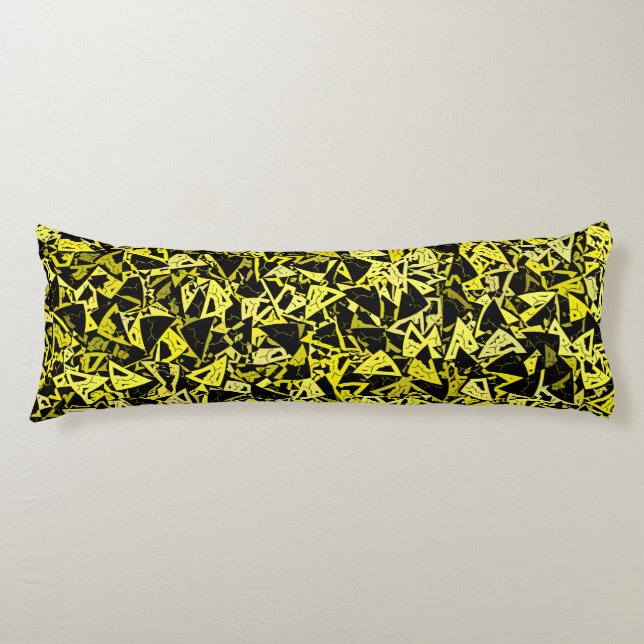 Yellow Black Triangle Seamless Pattern Body Pillow (Front)