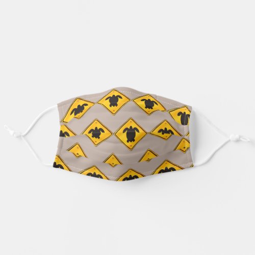 Yellow Black Turtle Crossing Sign Pattern Adult Cloth Face Mask