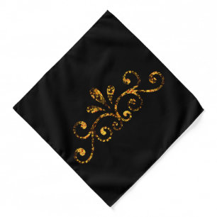 Yellow, black Twig Floral on black  Bandana