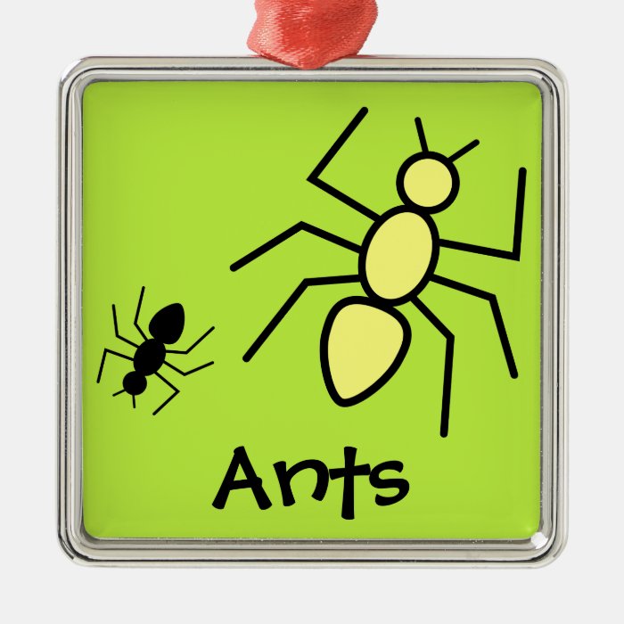 Yellow & Black Vector Ants  Grass Green Background Christmas Tree Ornaments