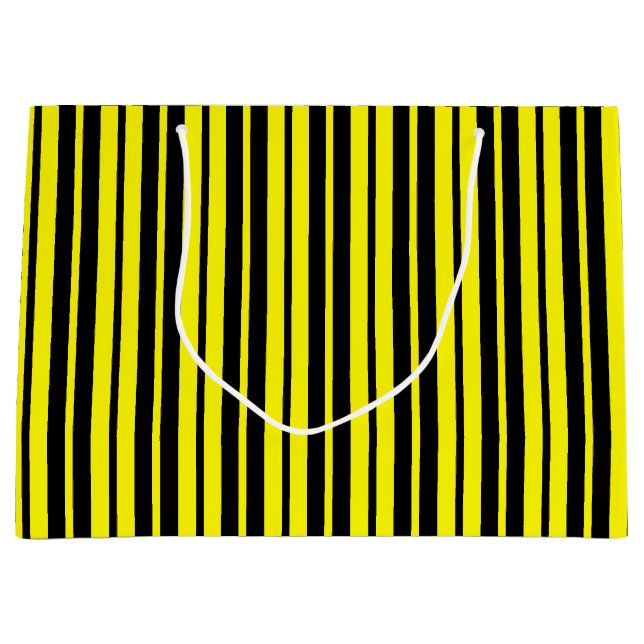 Yellow Black Vertical Stripes Pattern Large Gift Bag (Front)