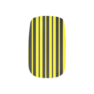 Yellow Black Vertical Stripes Pattern Minx Nail Art