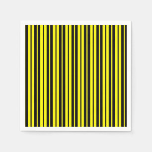Yellow Black Vertical Stripes Pattern Napkins