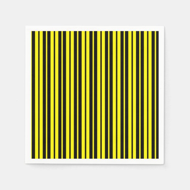 Yellow Black Vertical Stripes Pattern Napkins (Front)