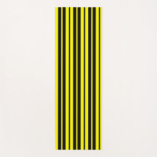 Yellow Black Vertical Stripes Pattern Yoga Mat