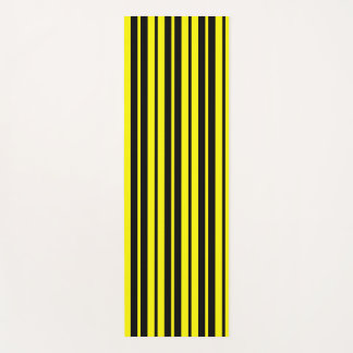 Yellow Black Vertical Stripes Pattern Yoga Mat