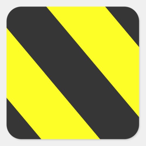 Yellow Black Warning Stripes Square Sticker