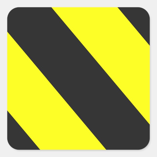 Yellow Black Warning Stripes Square Sticker (Front)