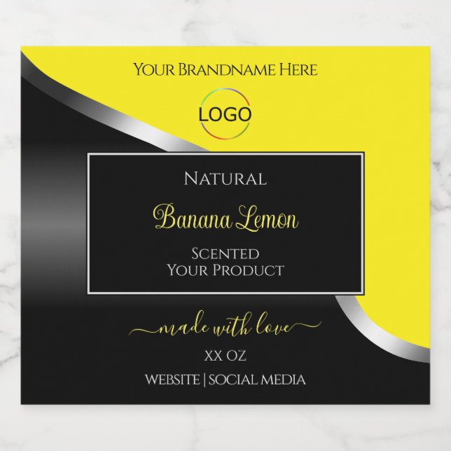 Yellow Black Wavy Silver with Logo Product Labels (Single Label)