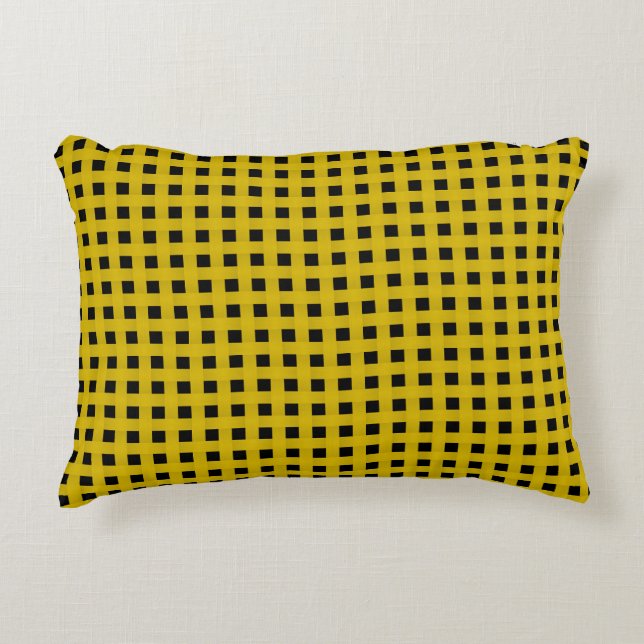 Yellow Black Weave Pattern Accent Pillow (Front)