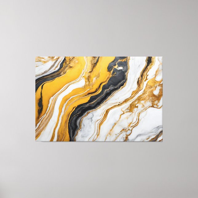 Yellow, black, white Abstract Frame Canvas Print (Front)