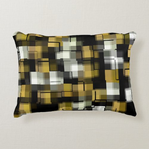 Yellow Black White Abstract Pattern Decorative Pillow