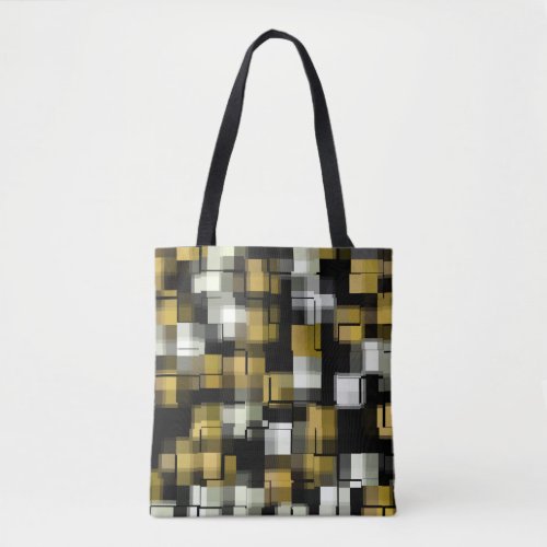 Yellow Black White Abstract Pattern Tote Bag