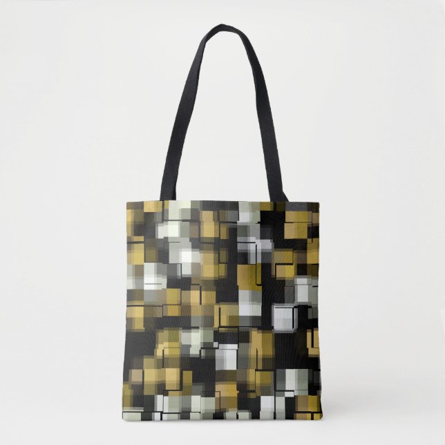 Yellow Black White Abstract Pattern Tote Bag (Front)
