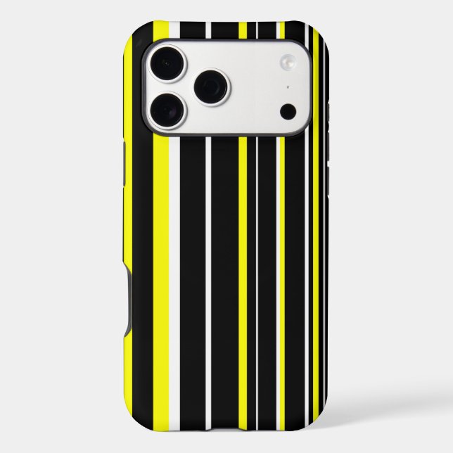 Yellow, Black, White Barcode Stripe Case-Mate iPhone Case (Back)