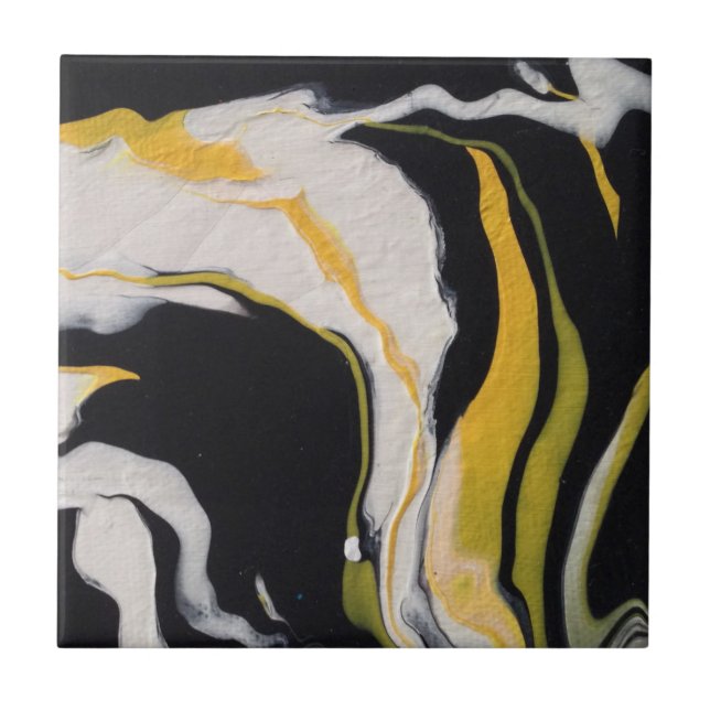 Yellow, Black, White Ceramic Tile (Front)