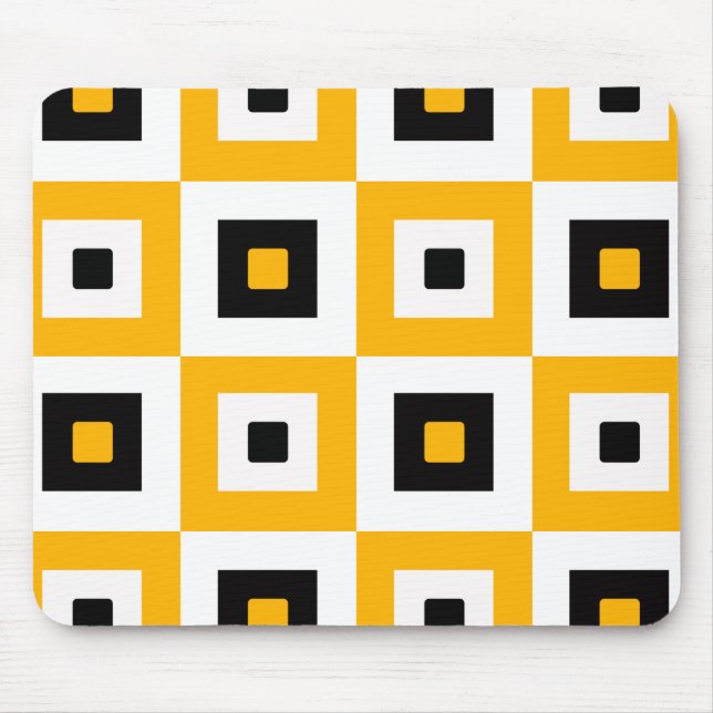 Yellow Black White Checkered Squares Pattern Mouse Pad (Front)