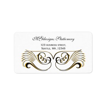 yellow, black & white Chic Business address labels