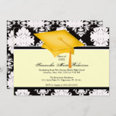 Yellow, Black, White, Custom Graduation Invitation (Front/Back)