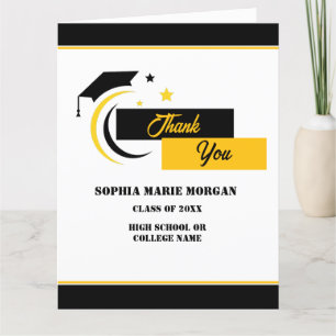 Yellow Black White Graduation Classic Thank You Card
