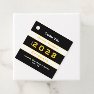 Yellow Black White Graduation Thank You Favor Tags