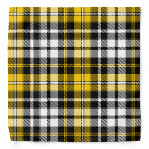Yellow Black White Plaid Tartan Pattern Design  Bandana