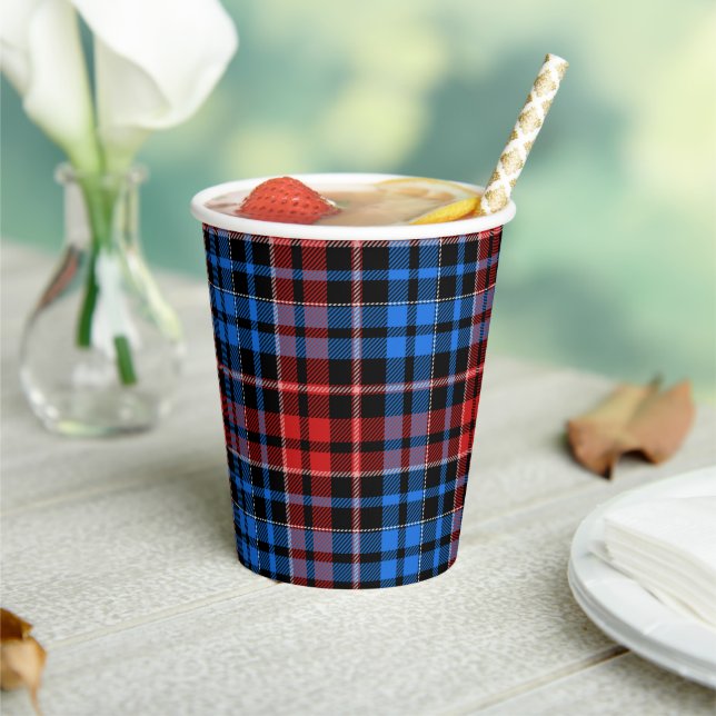 Yellow Black White Plaid Tartan Pattern Design  Paper Cups (Insitu)