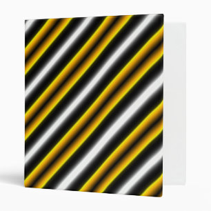 Yellow Black White Rainbow Stripes 3 Ring Binder