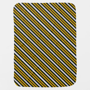 Yellow Black White Rainbow Stripes Baby Blanket