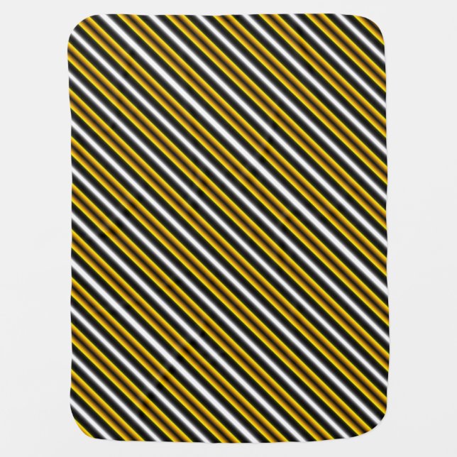 Yellow Black White Rainbow Stripes Baby Blanket (Front)