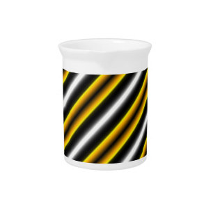 Yellow Black White Rainbow Stripes Beverage Pitcher