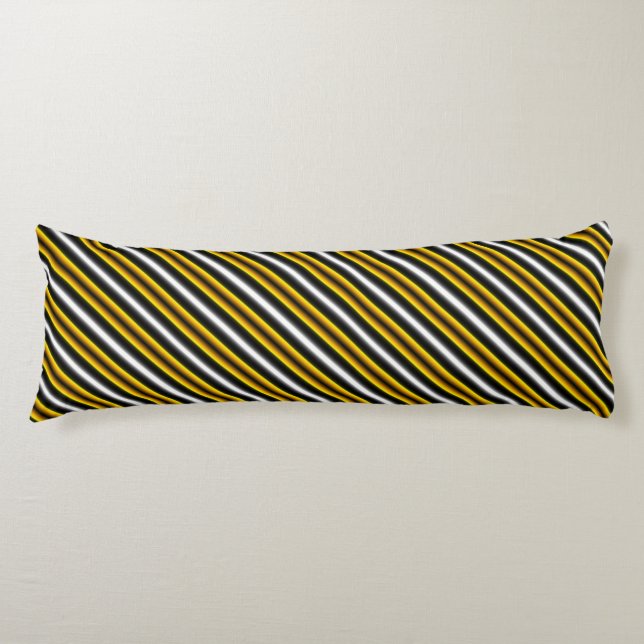 Yellow Black White Rainbow Stripes Body Pillow (Front)