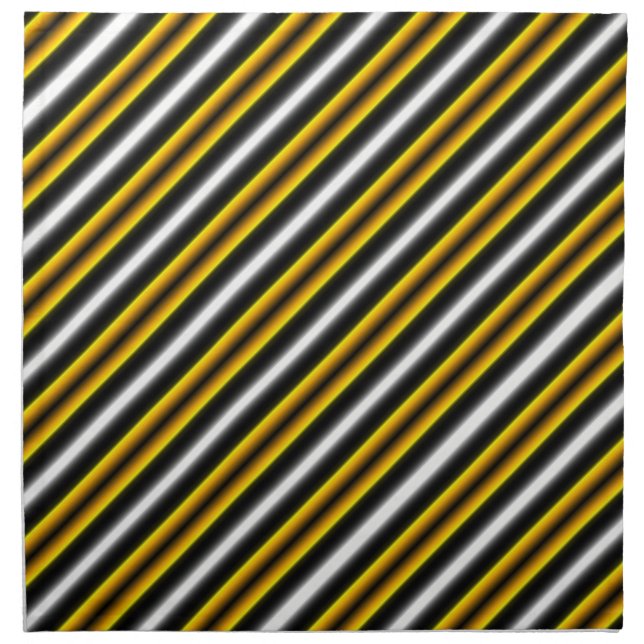 Yellow Black White Rainbow Stripes Cloth Napkin (Front)