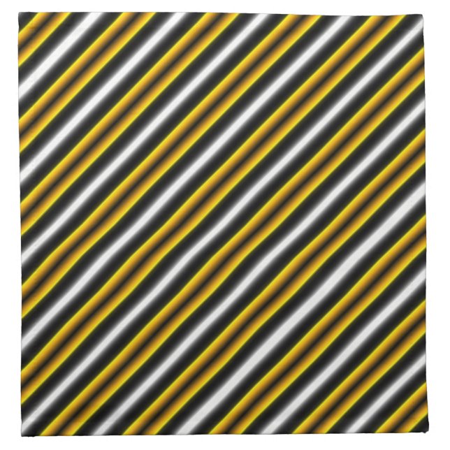 Yellow Black White Rainbow Stripes Cloth Napkin (Front)
