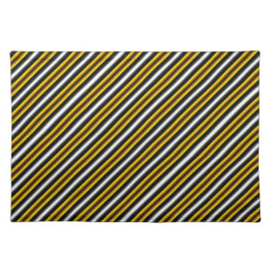 Yellow Black White Rainbow Stripes Cloth Placemat