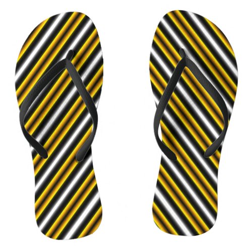 Yellow Black White Rainbow Stripes Flip Flops