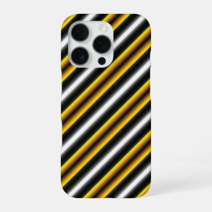 Yellow Black White Rainbow Stripes iPhone 16 Pro Case