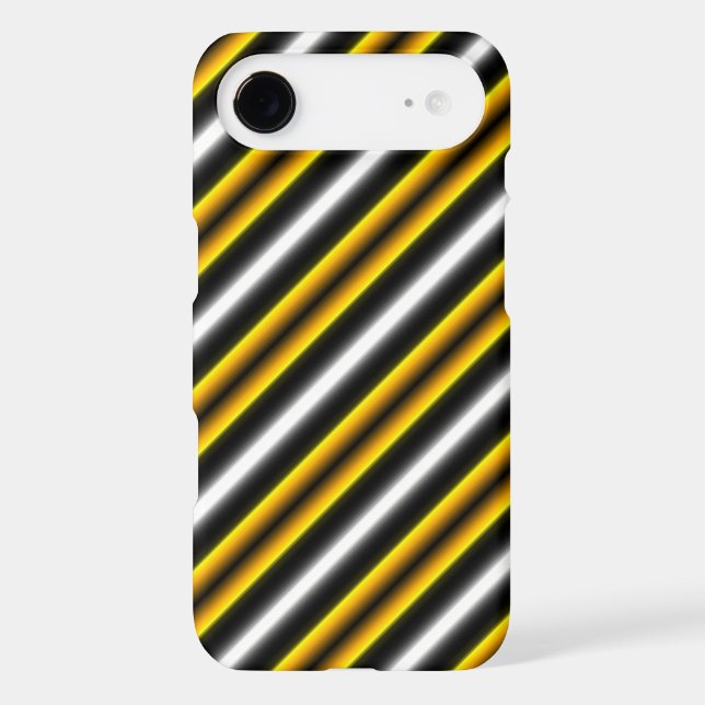 Yellow Black White Rainbow Stripes iPhone Case (Back)