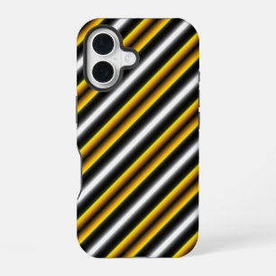 Yellow Black White Rainbow Stripes iPhone 16 Case