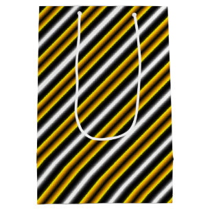 Yellow Black White Rainbow Stripes Medium Gift Bag